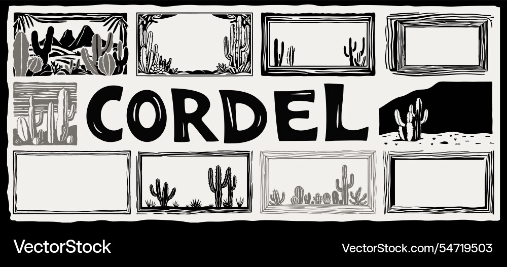 Collection of various frames with cacti vector image