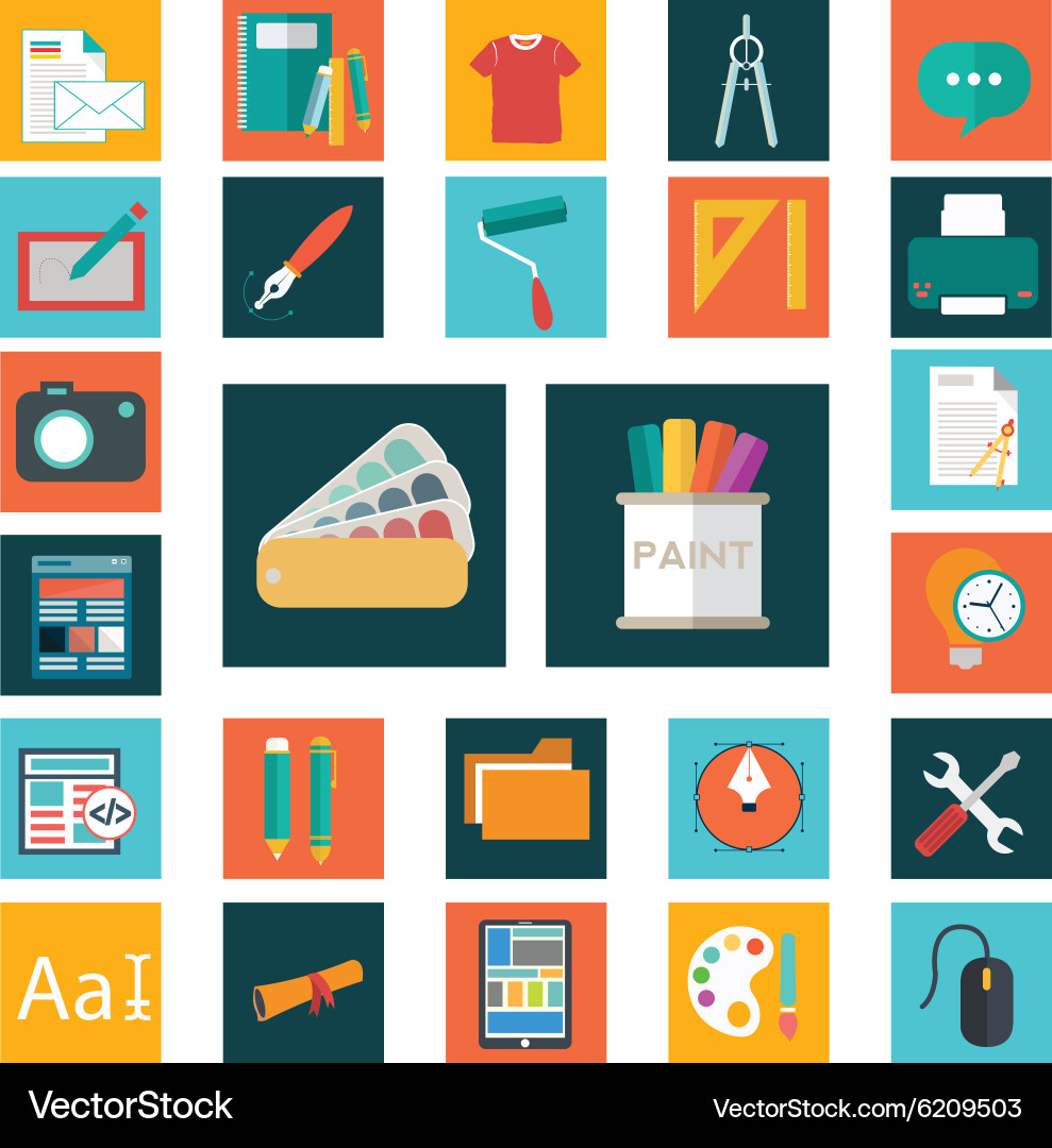 Design flat icons set of graphic and web vector image