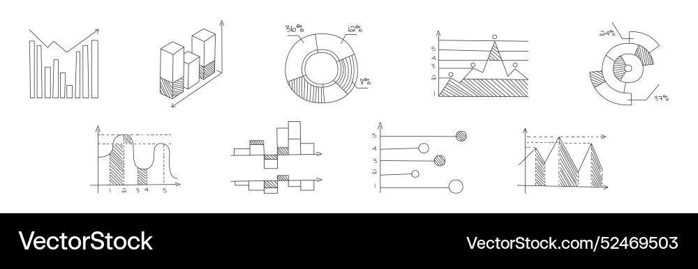 Graph and chart line drawing as infographic Vector Image
