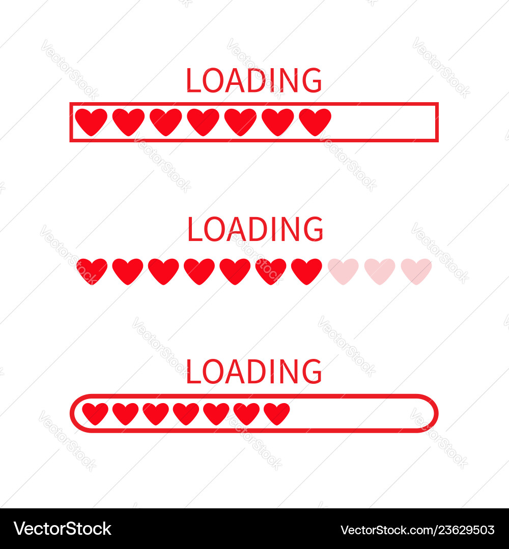 Loading progress status bar icon set love Loading progress status bar icon set love vector image