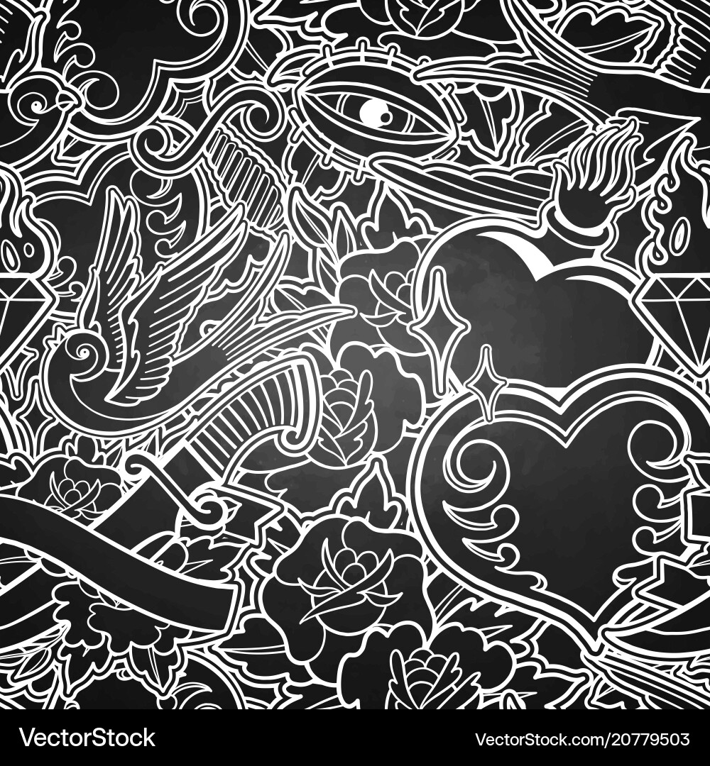 Old School Tattoo Pattern Vector Image