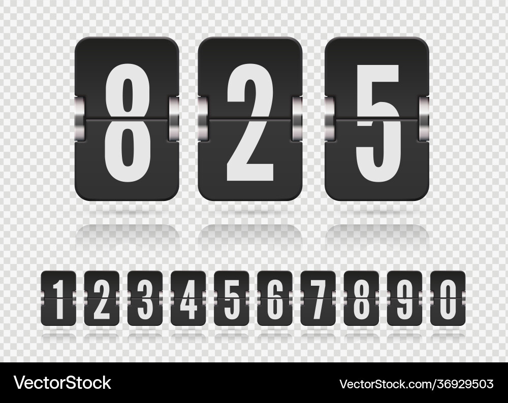 Set flip floating numbers on a mechanical score Set flip floating numbers on a mechanical score vector image
