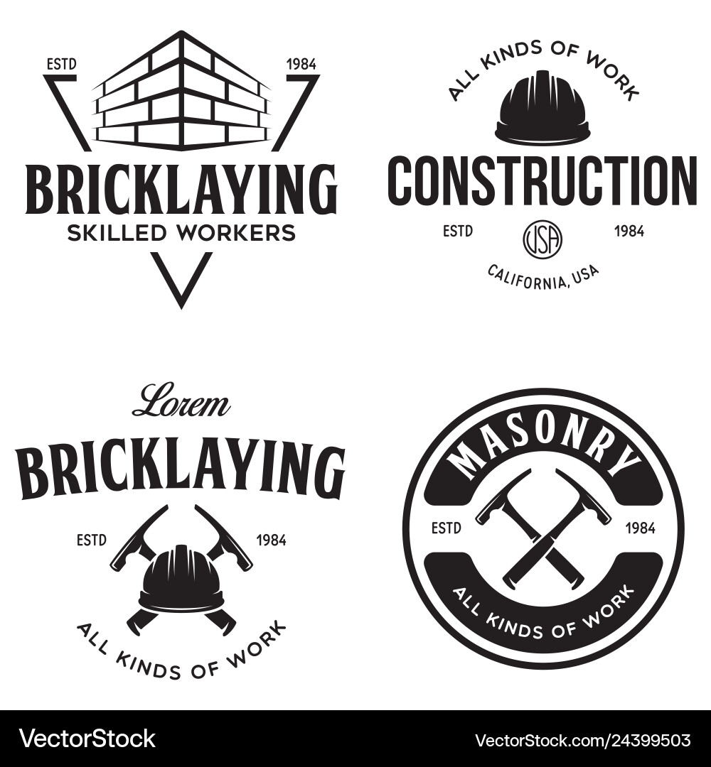 Set of vintage construction and bricklaying labels Set of vintage construction and bricklaying labels vector image