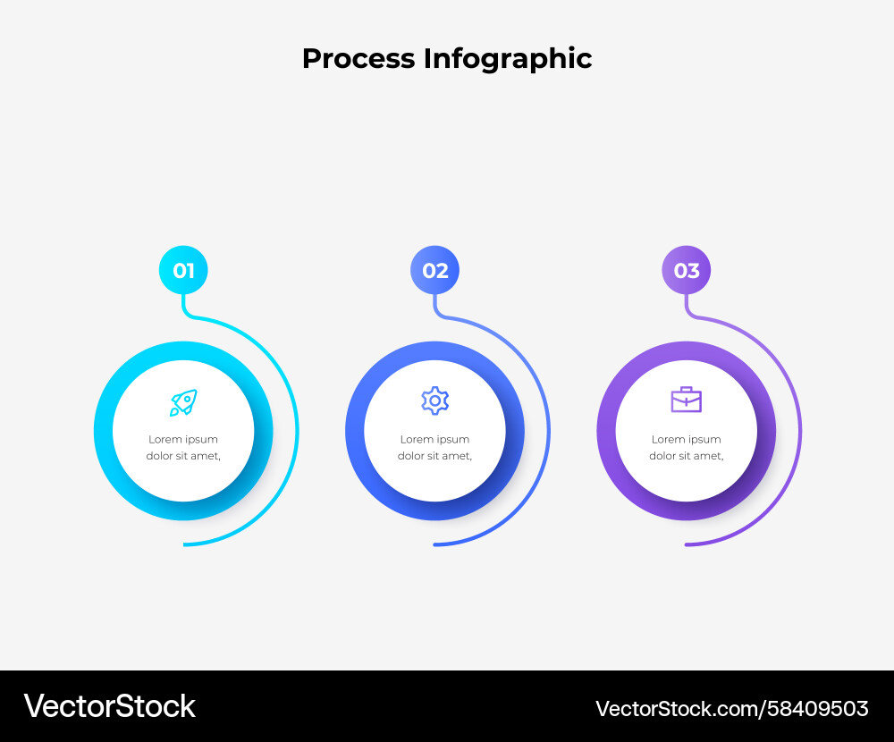 Three Step Workflow Infographic Vector Image