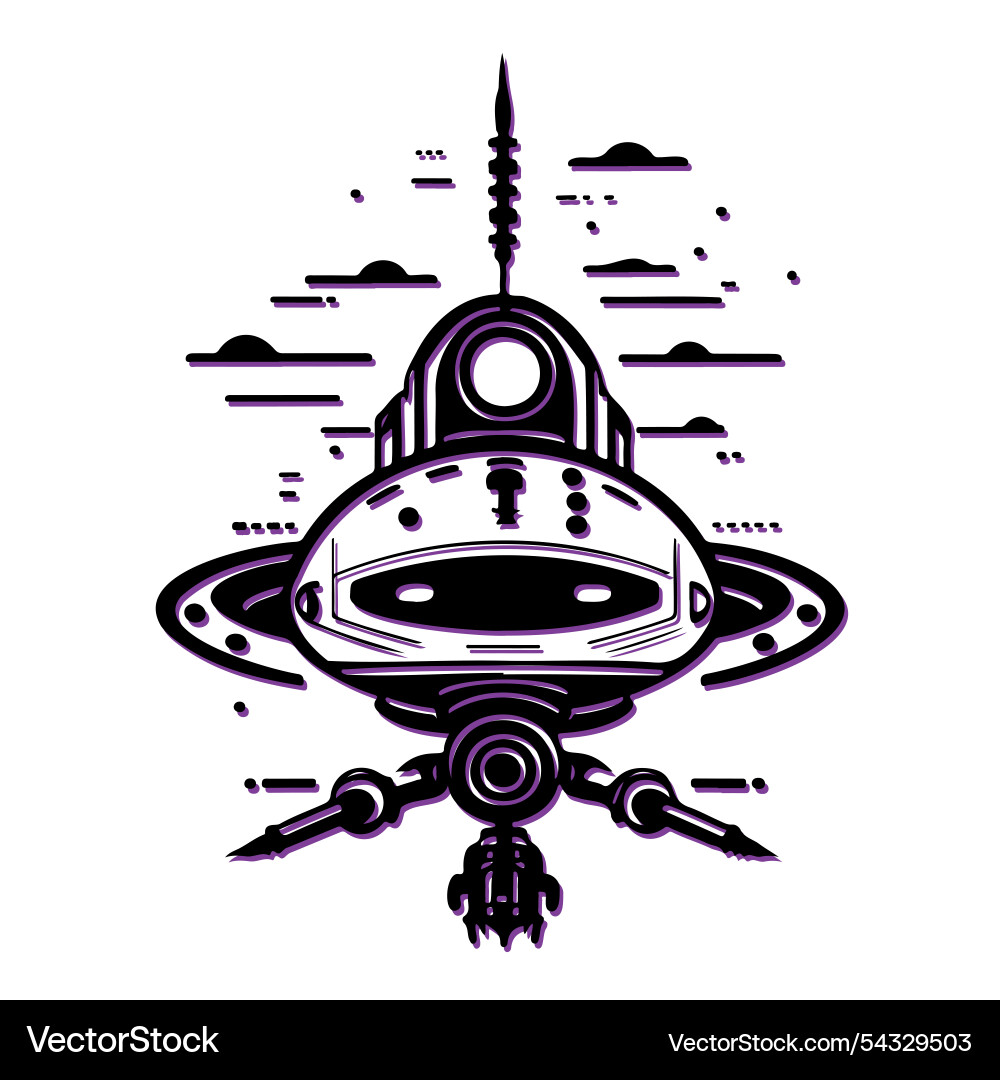 Ufo spaceship line art concept of science Vector Image
