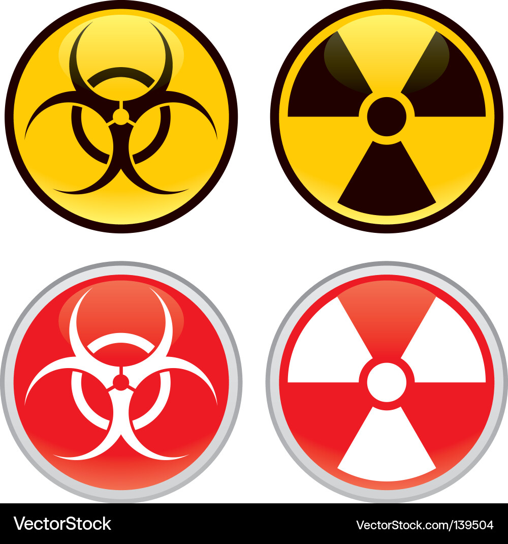 Biohazard and radioactive warning signs vector image