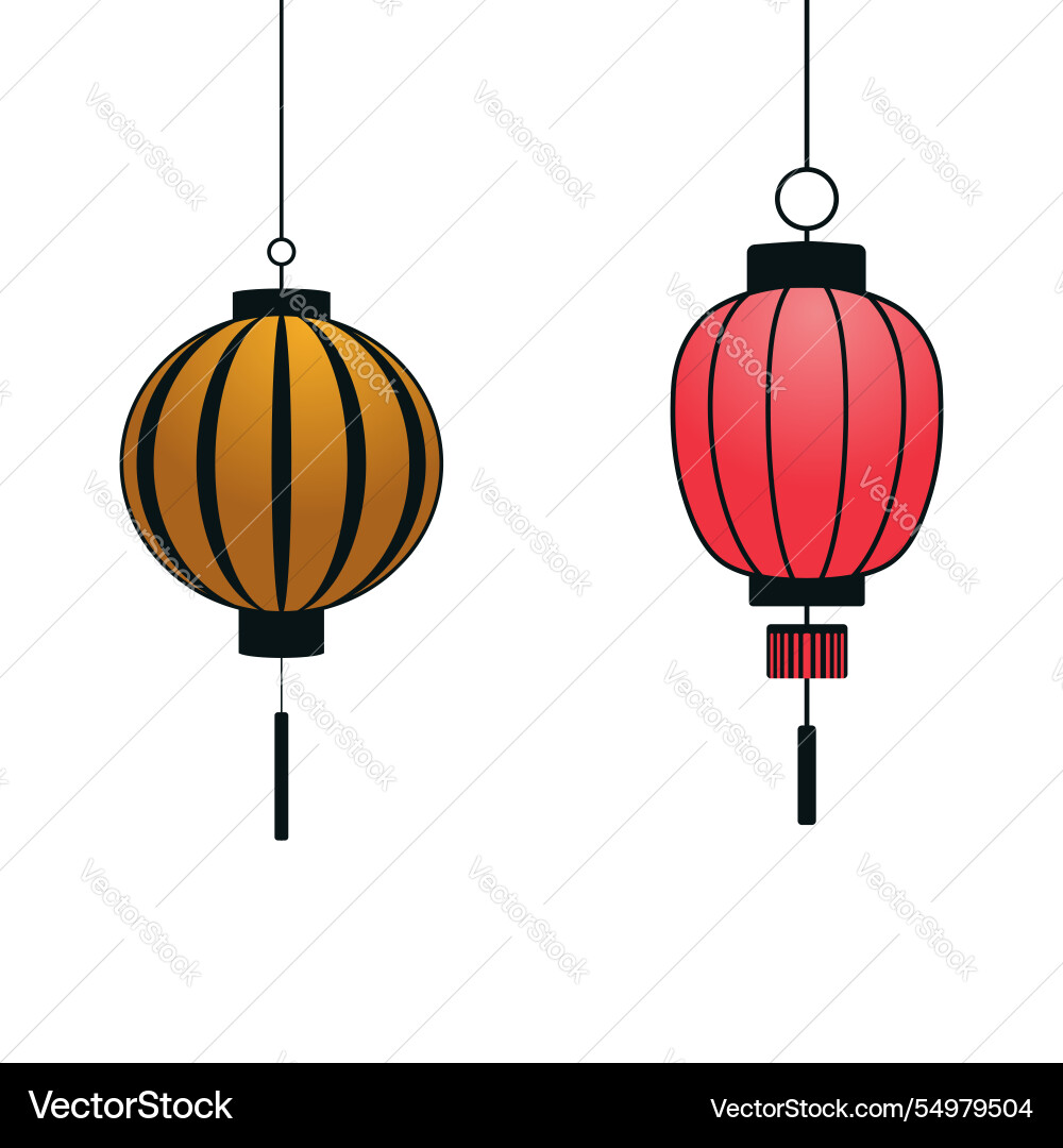 Chinese new year simple minimal gradient lanterns Vector Image