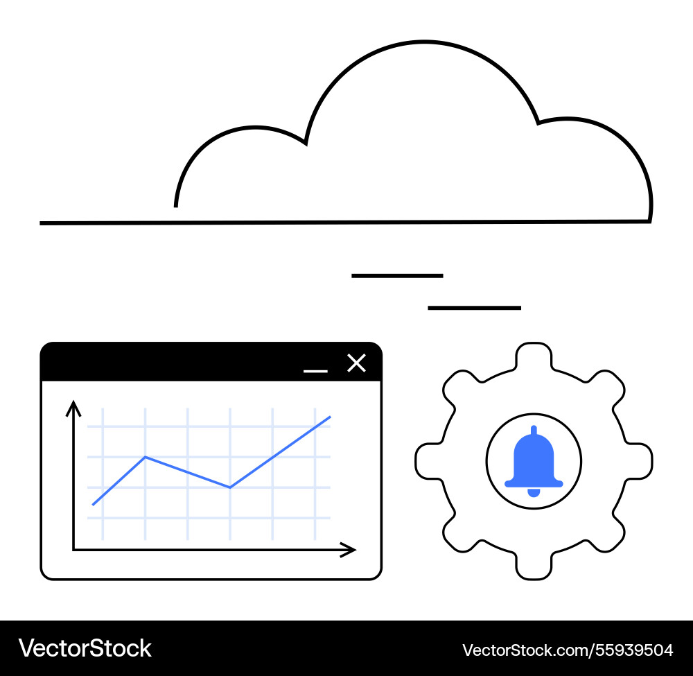 Cloud data storage with analytics Cloud data storage with analytics Vector Image