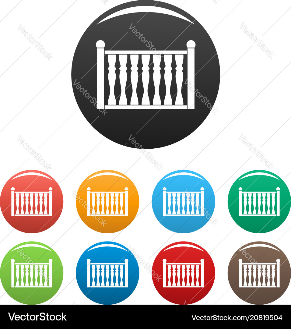 Fence with column icons set color vector image
