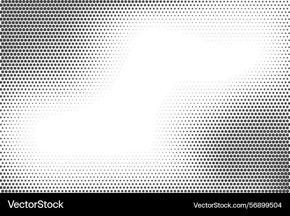 Hexagonal halftone pattern honeycomb fade Hexagonal halftone pattern honeycomb fade vector image