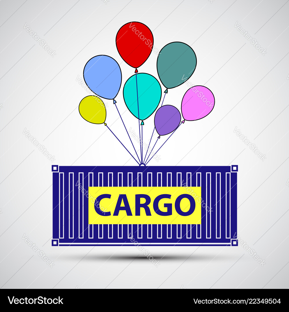 Icon freight container with balloons cargo Vector Image