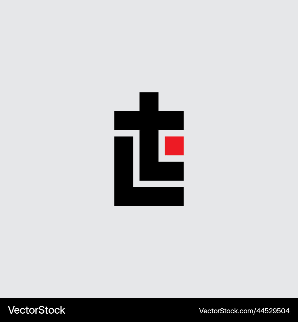 L & T Monogram Logo with Red Accent Vector Image