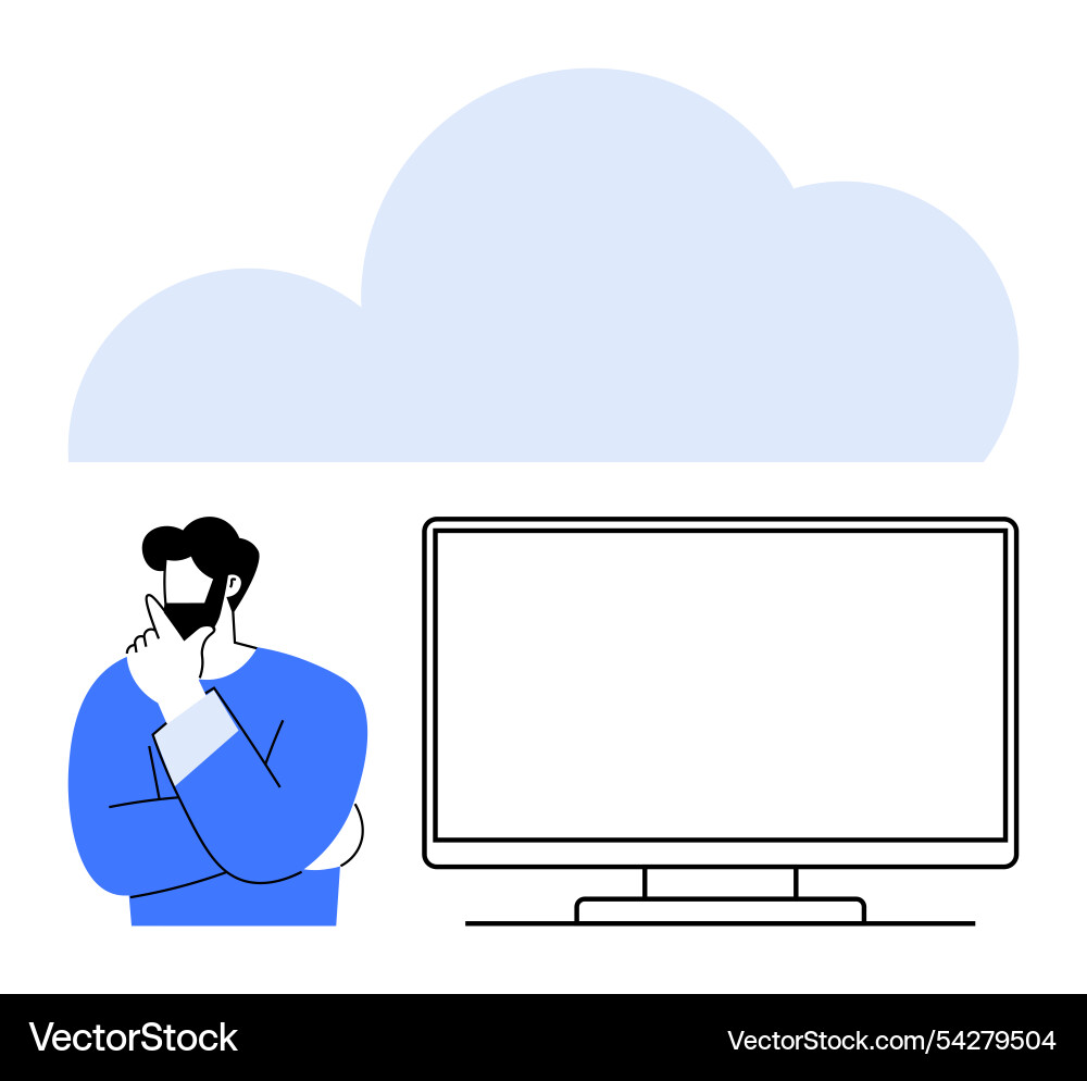 Man thinking with large cloud above and empty Man thinking with large cloud above and empty vector image