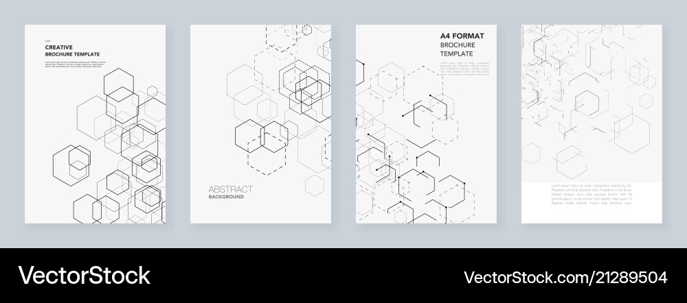Minimal brochure templates with hexagons and lines Minimal brochure templates with hexagons and lines Vector Image
