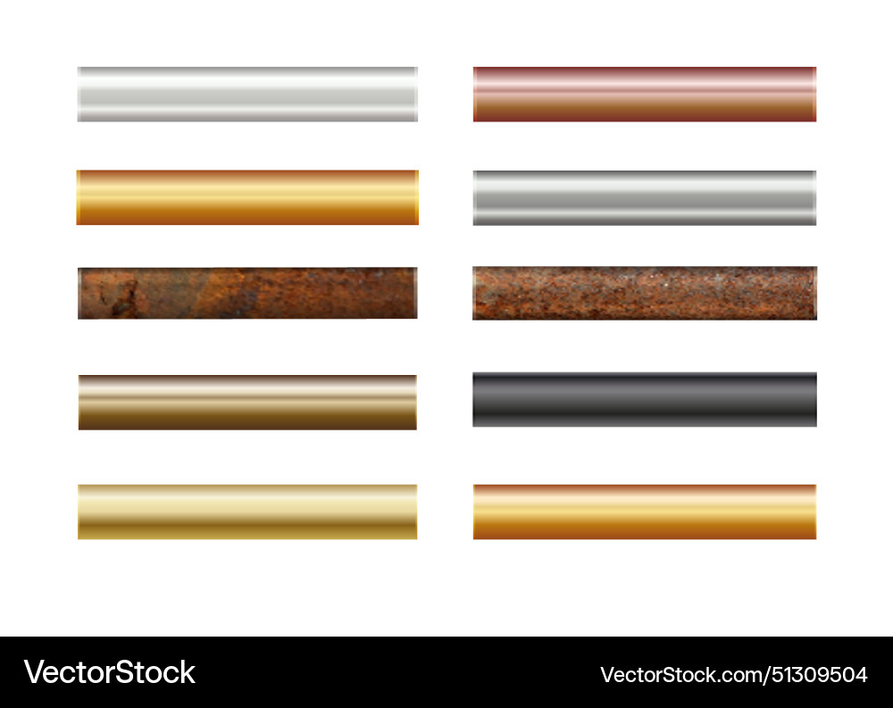 Pipe set isolated on background chrome rusty Pipe set isolated on background chrome rusty vector image