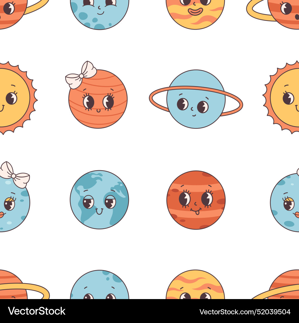 Seamless pattern with planets stars and space Seamless pattern with planets stars and space vector image