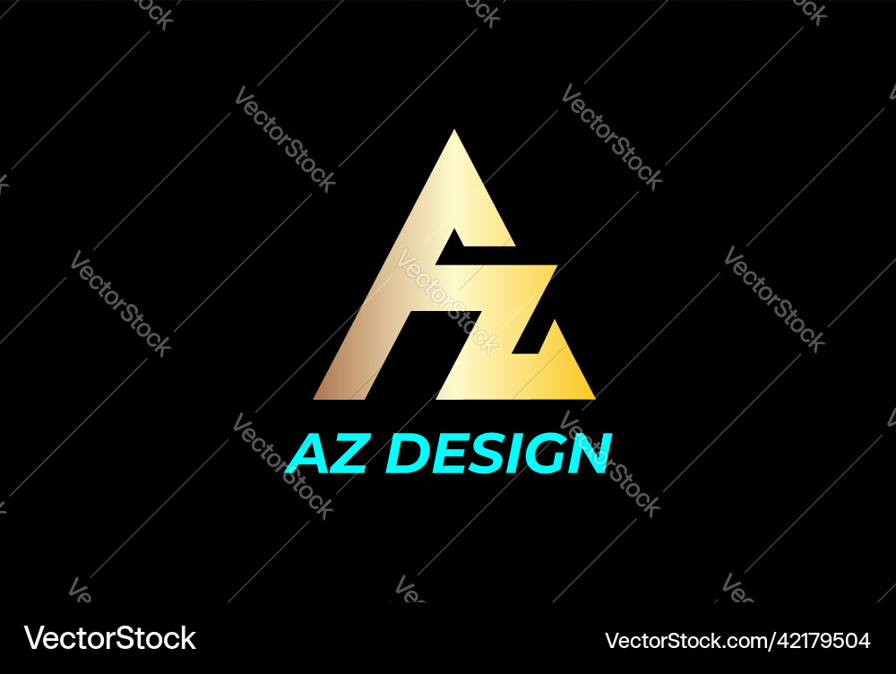 Simple minimalist golden initial letter az za vector image