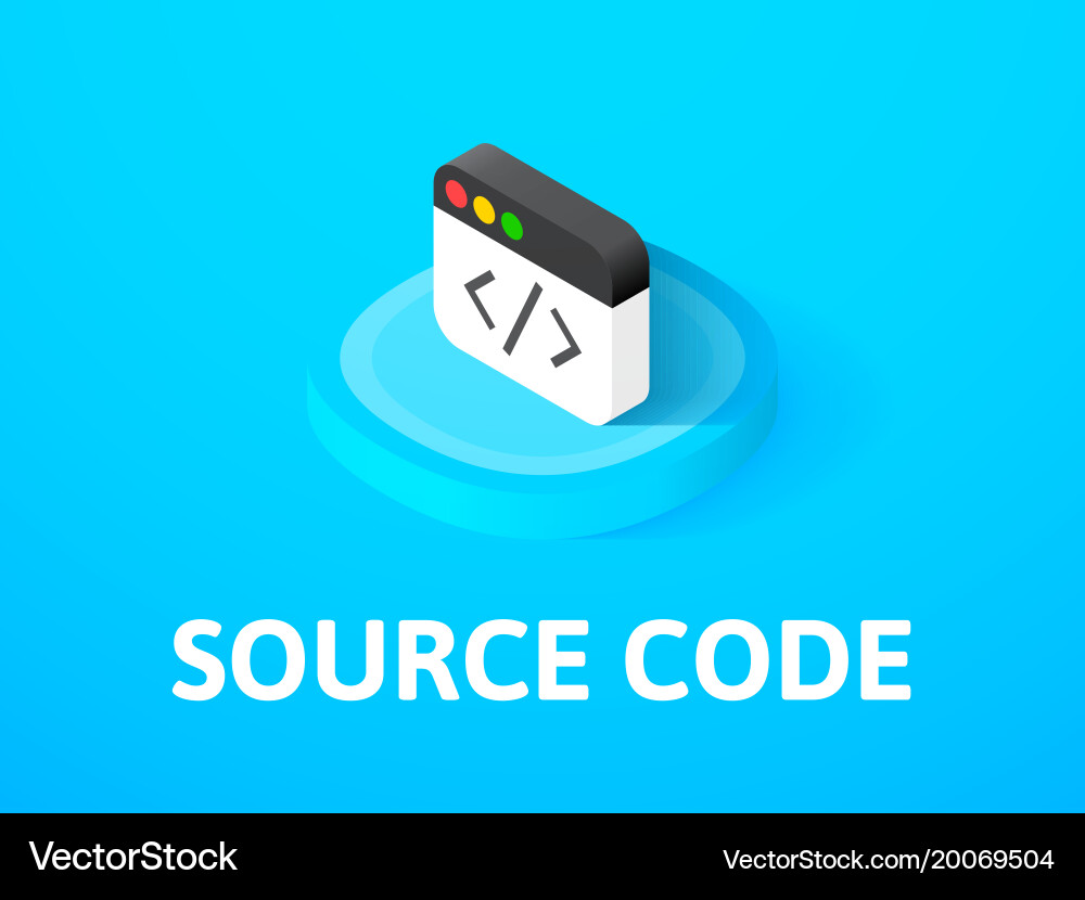 Source code isometric icon isolated on color Vector Image