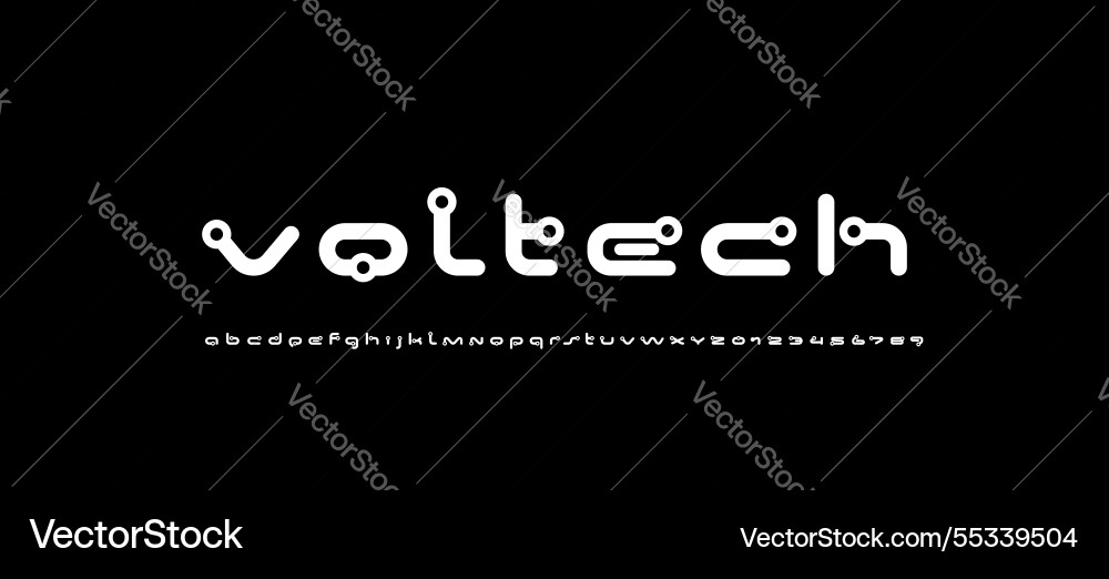 Technical future font digital cyber alphabet Technical future font digital cyber alphabet vector image