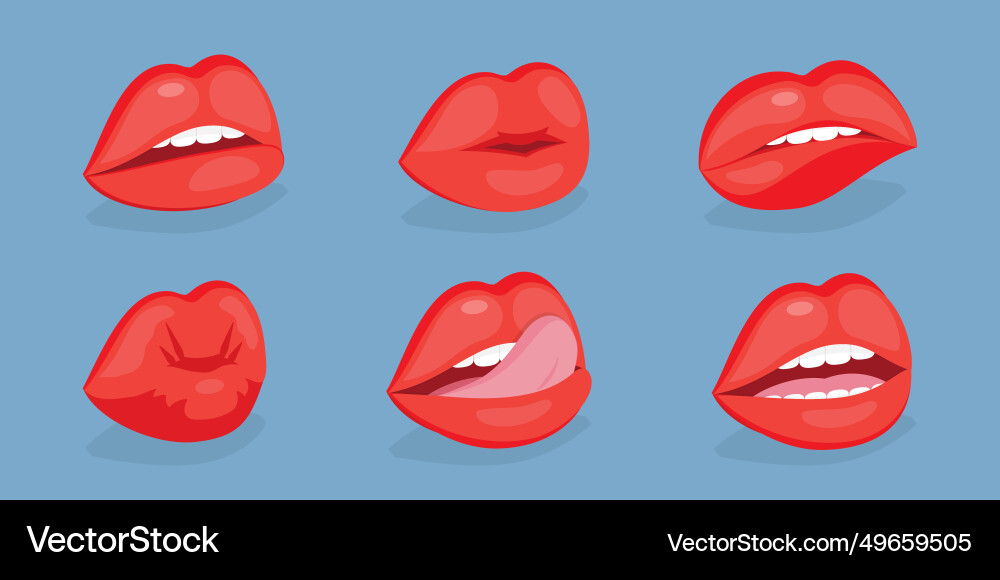 3d isometric flat set of female lips vector image