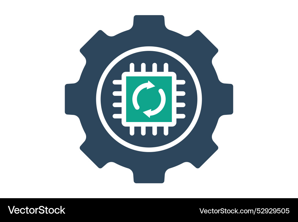 Automation icon solid style gear with cpu Automation icon solid style gear with cpu vector image