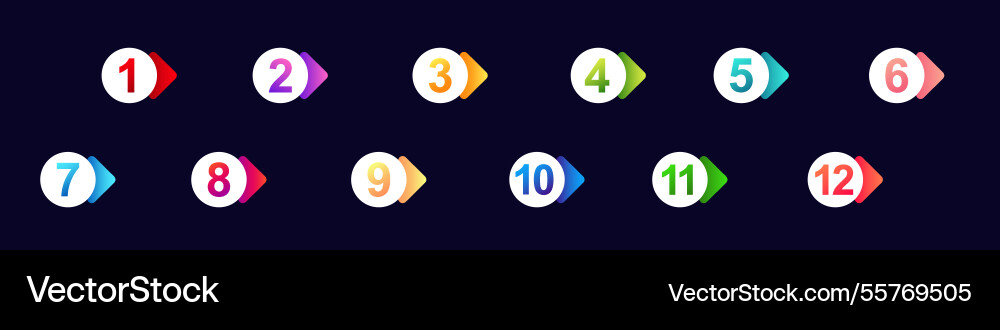 Bright numbers in circular shapes with colorful Vector Image
