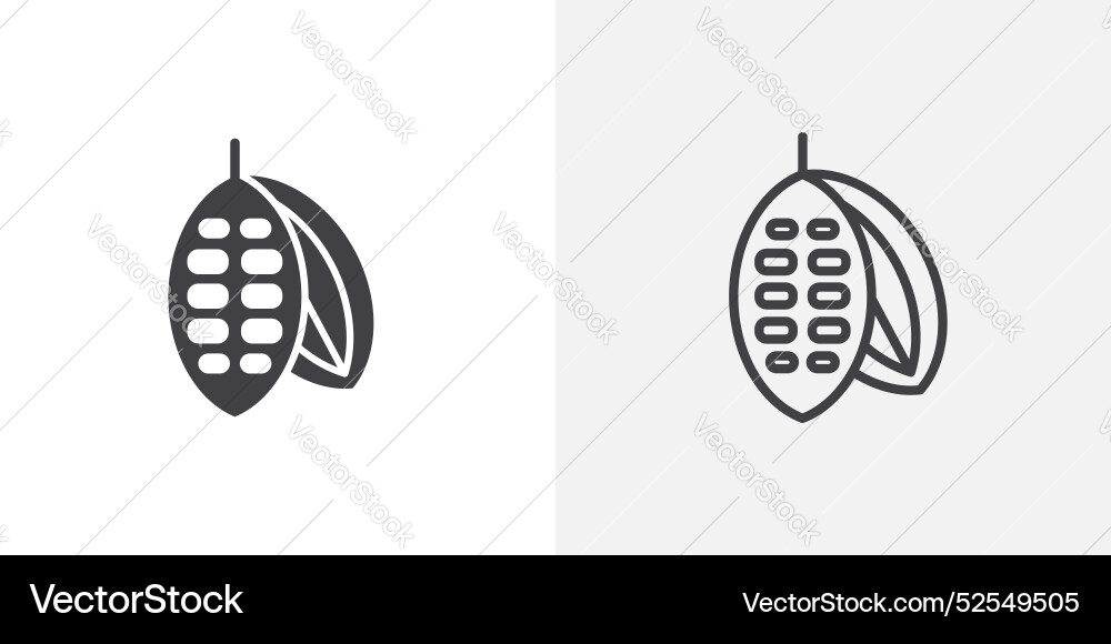 Cocoa beans thin line icon set Cocoa beans thin line icon set vector image