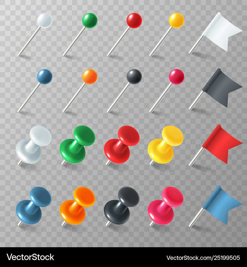 Pins flags tacks colored pointer marker pin flag Pins flags tacks colored pointer marker pin flag vector image
