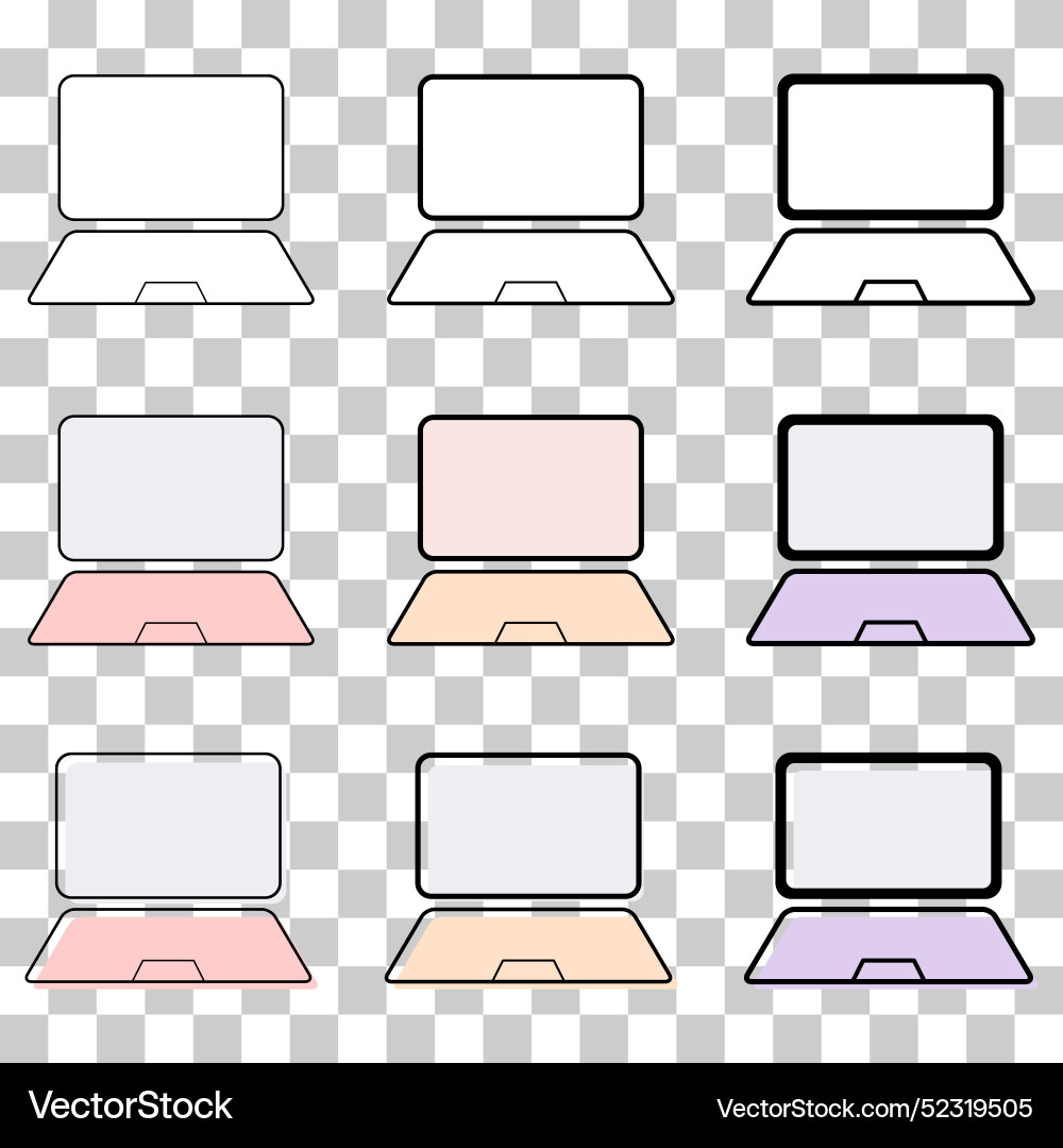 Set of laptop flat web icon notebook computer Set of laptop flat web icon notebook computer vector image