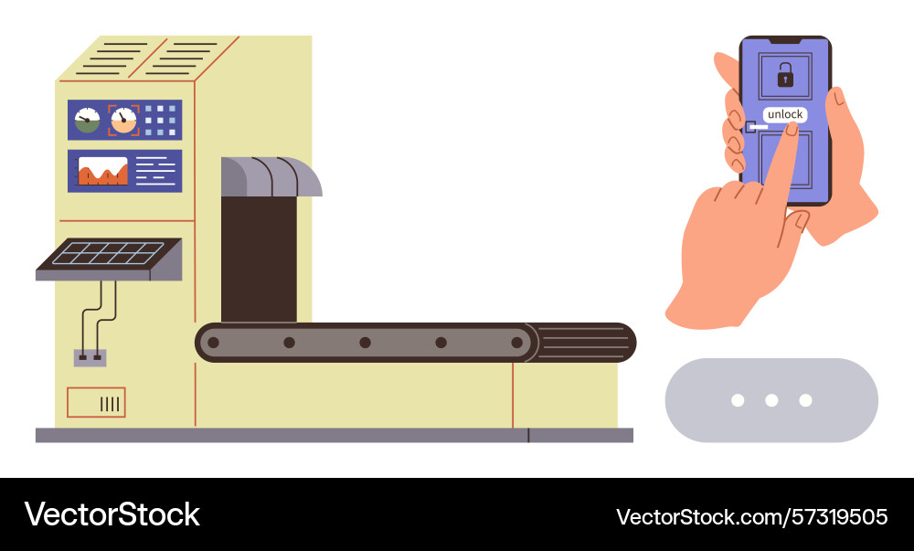 Smartphone unlocking security system linked Smartphone unlocking security system linked vector image
