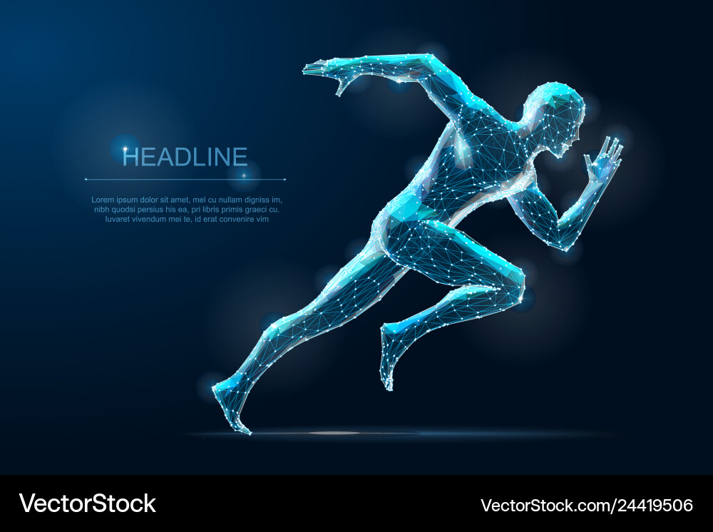 3D Running Man Wireframe Speed Vector Image