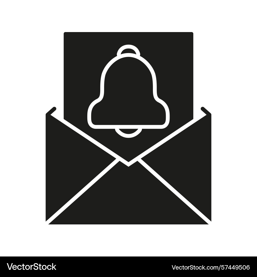 Envelope with notification bell solid icon email Vector Image