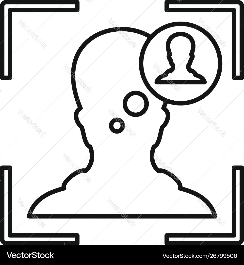 Man recognition face icon outline style Man recognition face icon outline style vector image