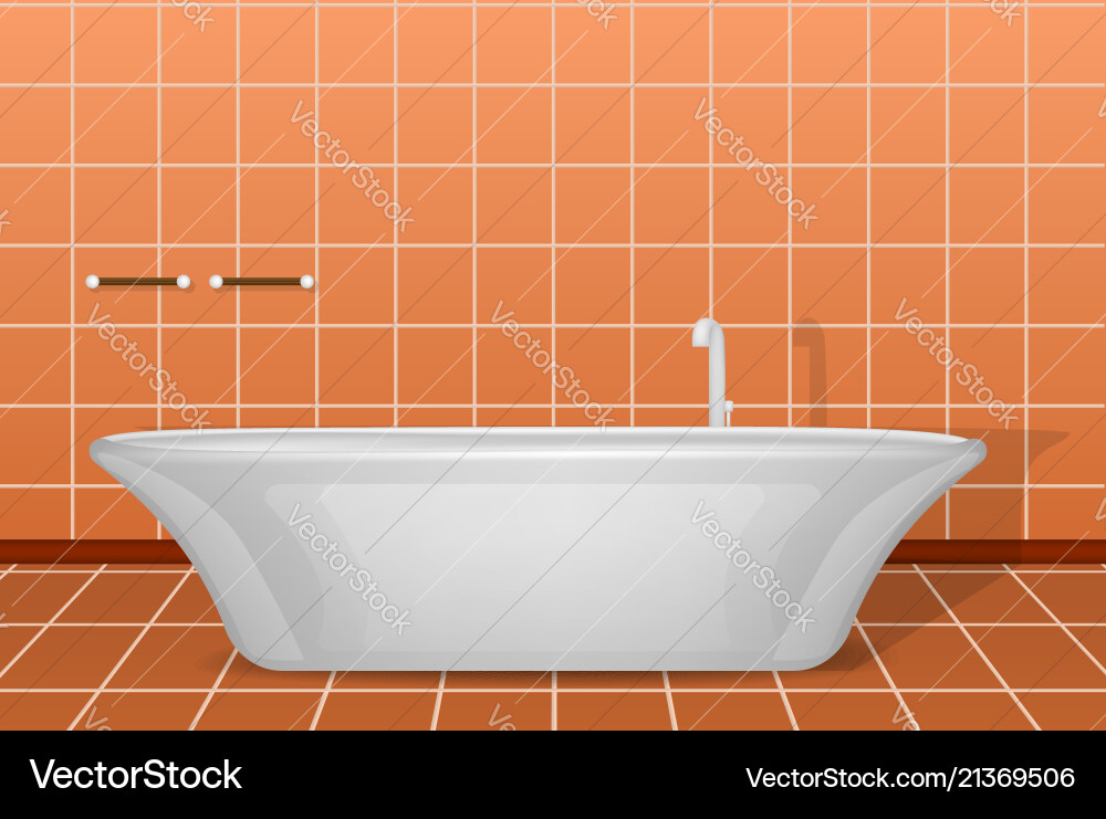 Modern white bathtub concept background realistic Modern white bathtub concept background realistic vector image