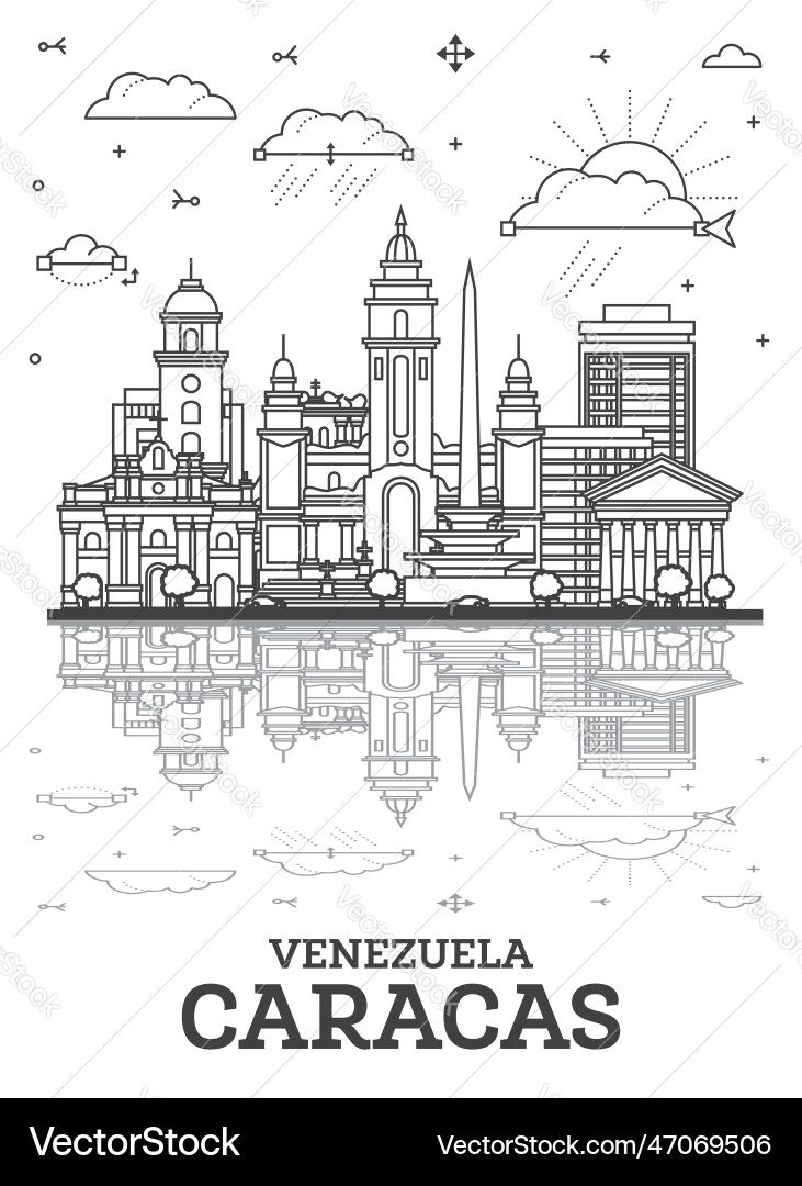Outline caracas venezuela city skyline Outline caracas venezuela city skyline vector image