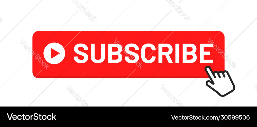 Red Subscription Button with Hand Cursor vector image