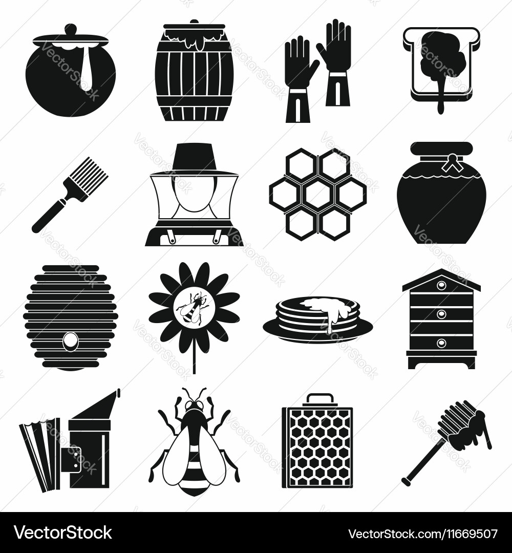 Apiary tools icons set simple style Vector Image