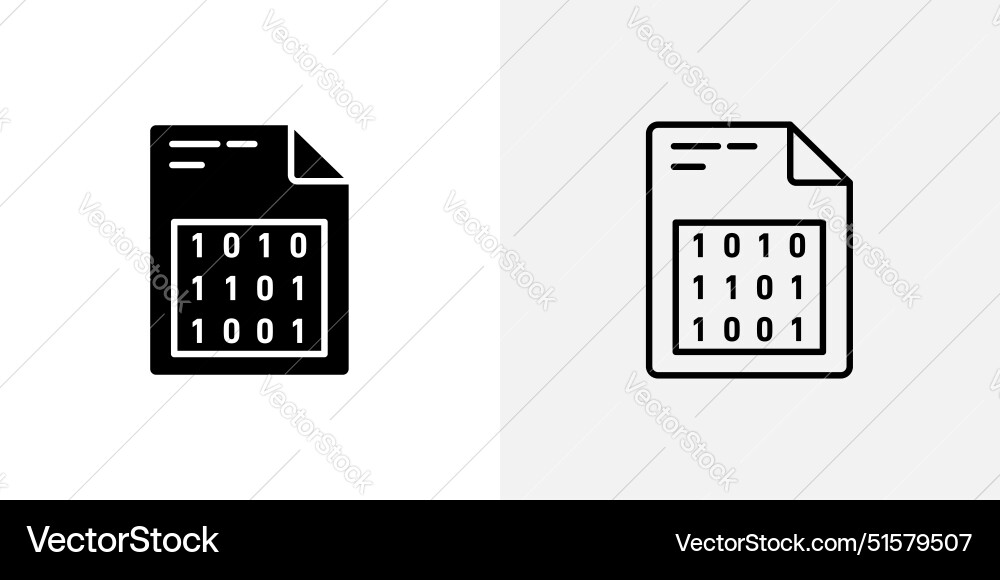 Binary code icon in black and white representing Binary code icon in black and white representing vector image