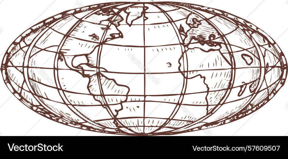 Detailed wireframe globe geospatial data design vector image