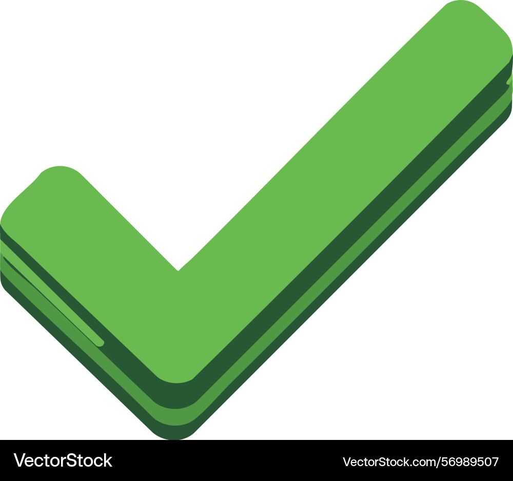 Green check mark icon with 3d effect and shadow Green check mark icon with 3d effect and shadow Vector Image