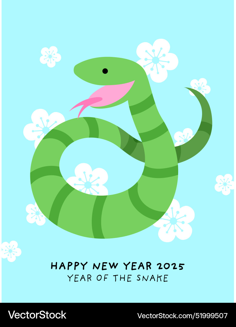 Happy new year ot snake 2025 plum blossoms Happy new year ot snake 2025 plum blossoms vector image