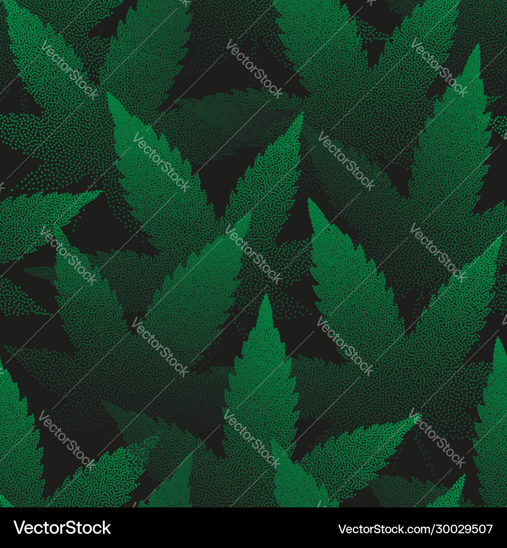 Marijuana leaves seamless pattern pointillism art vector image