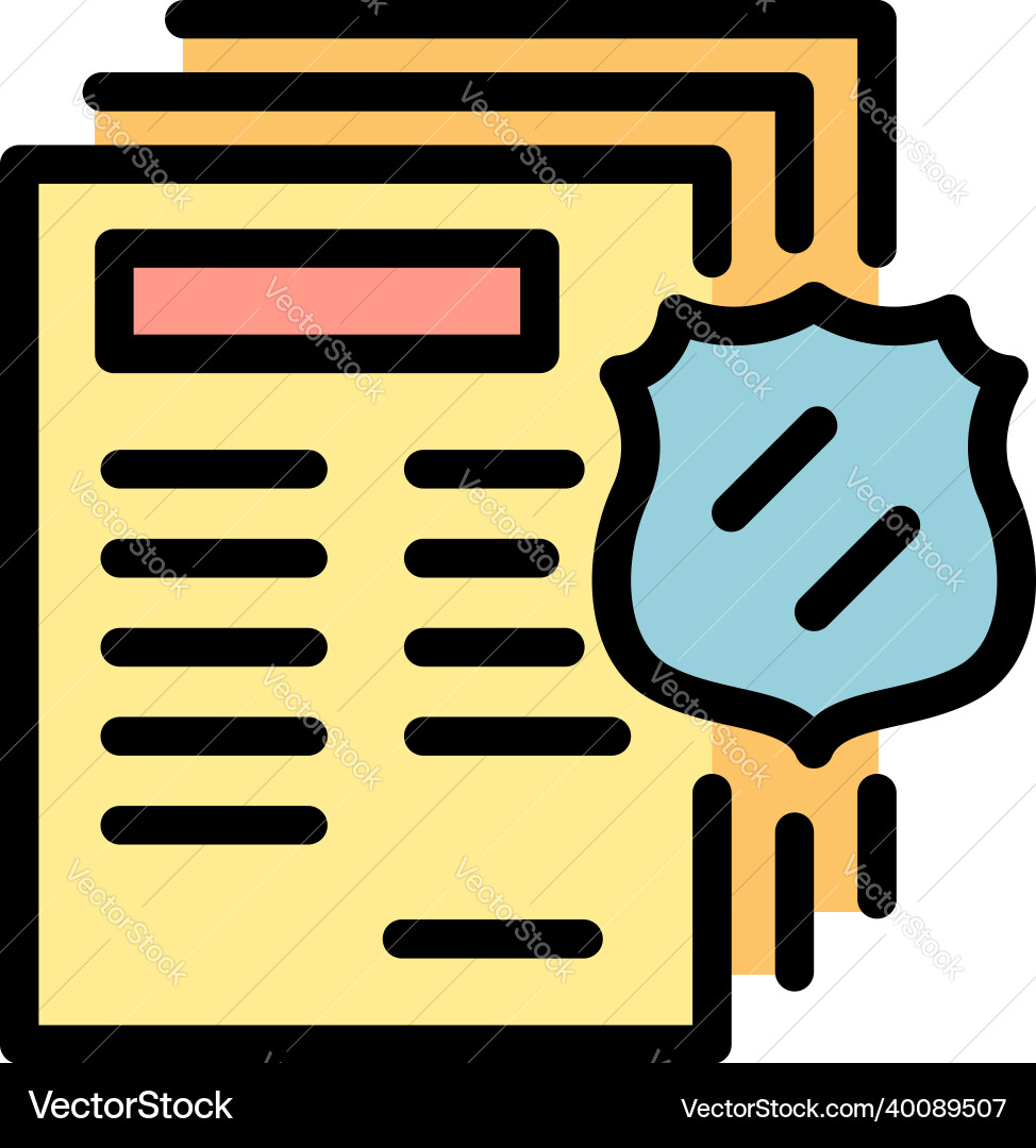 Protected files icon color outline Protected files icon color outline vector image