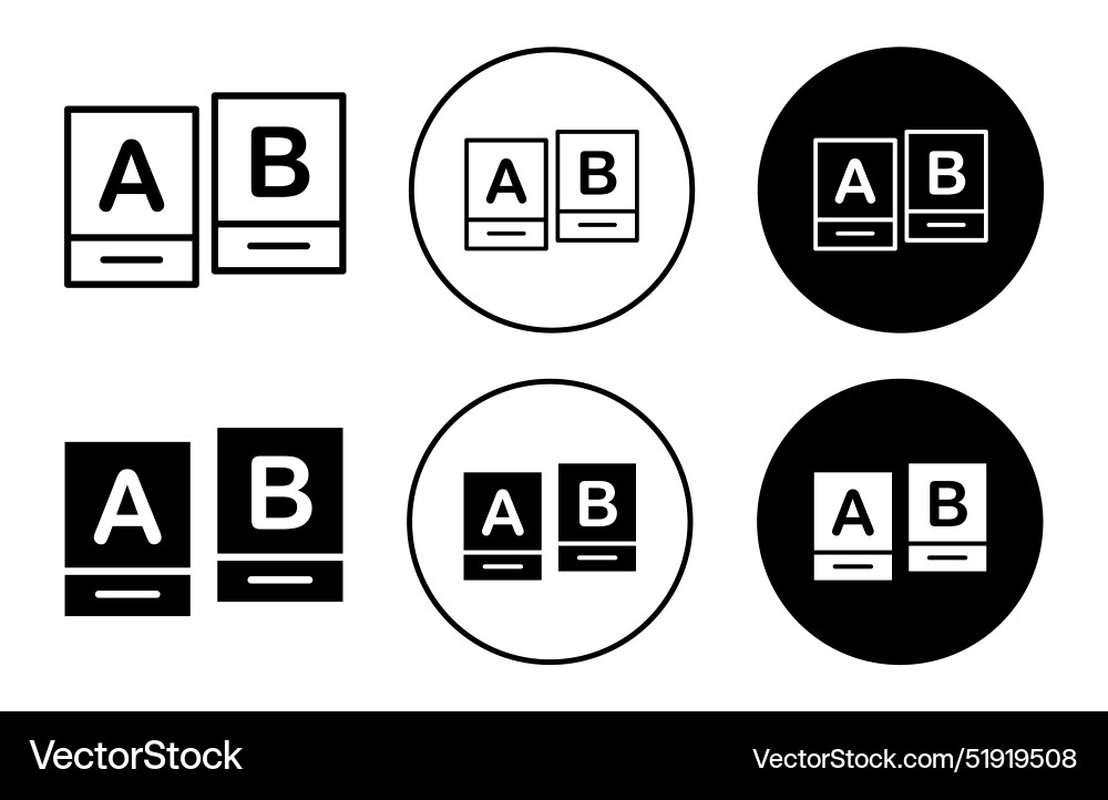 A-b testing icon collection of outline thin line A-b testing icon collection of outline thin line vector image