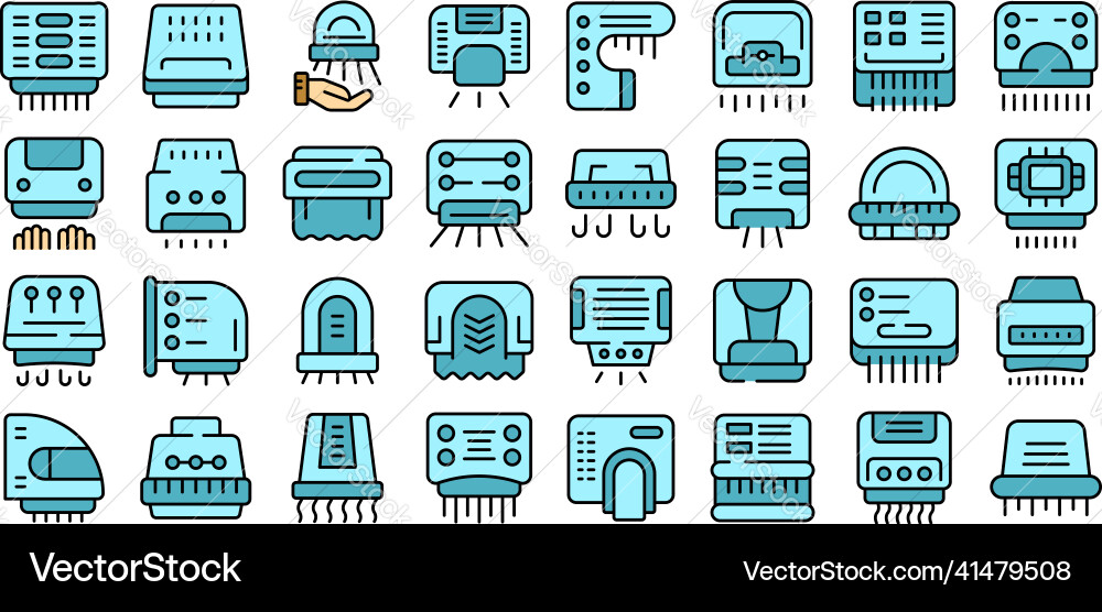 Automatic drying machine icons set flat Automatic drying machine icons set flat Vector Image