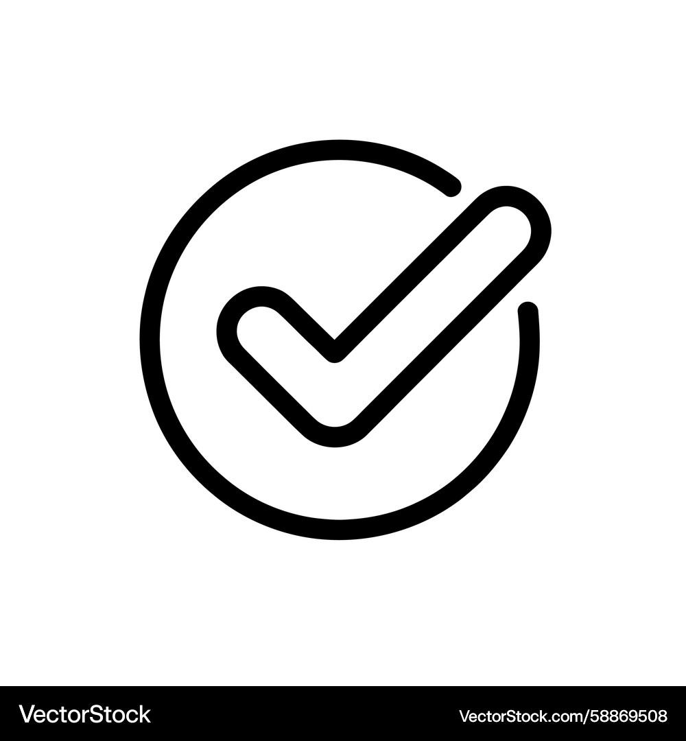 Check mark inside circle icon symbolizing Vector Image