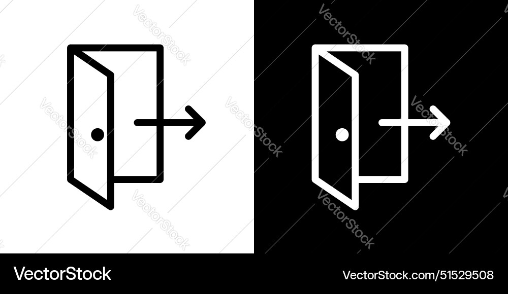Exit icon set output symbol quit or logout button vector image