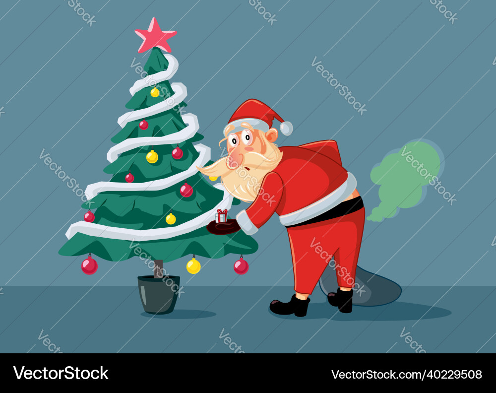 Funny santa claus making a fart noise cartoon Funny santa claus making a fart noise cartoon vector image