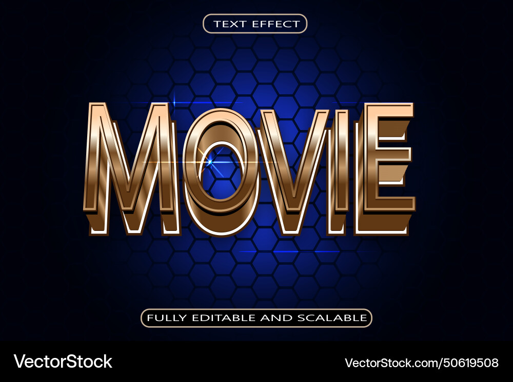 Movie style editable text effect 3 dimension neon Vector Image