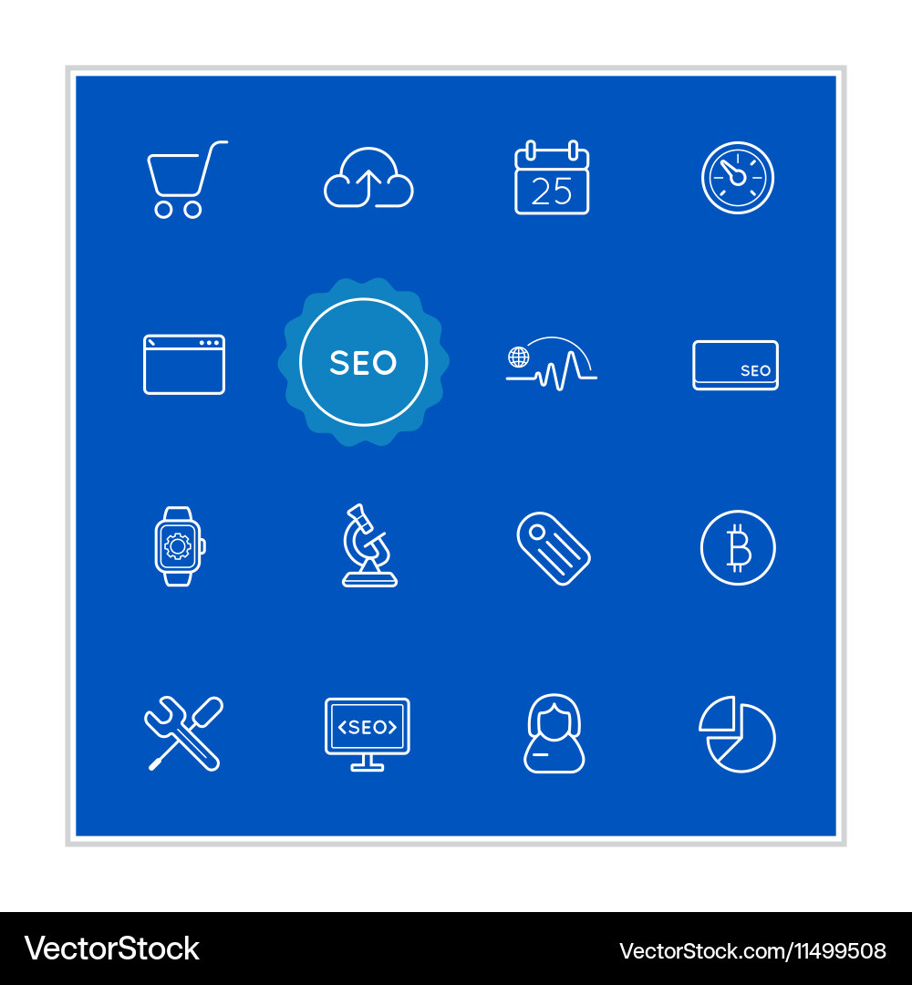 Set of seo search engine optimization elements can vector image